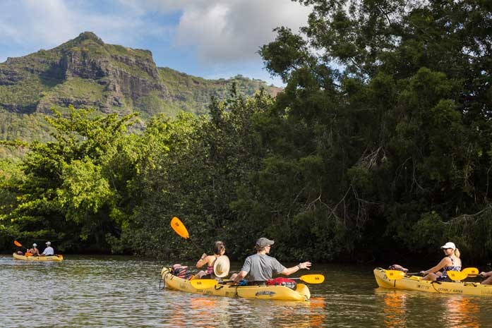 Kayaking on the Wailua River on Kauai