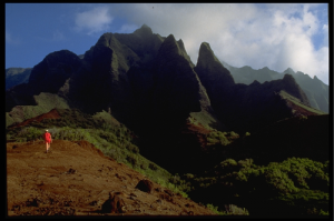 Descending Red Hill into Kalalau Valley